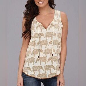 Lucky Brand Elephant Cotton Tank Top Size Large